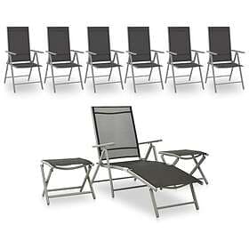 vidaXL Garden Lounge Set 9 Piece Black and Silver Outdoor Patio Chair Seating