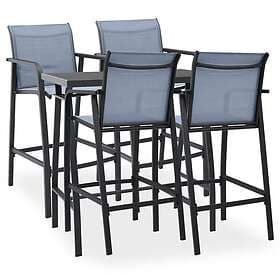 vidaXL Garden Bar Set 5 Piece Black and Grey Outdoor Furniture Table Chair