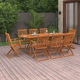 vidaXL Solid Acacia Wood Garden Dining Set 9 Piece Outdoor Table and Chair