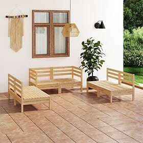 vidaXL Solid Pinewood Garden Lounge Set 6 Piece Outdoor Seating Sectional Sofa B