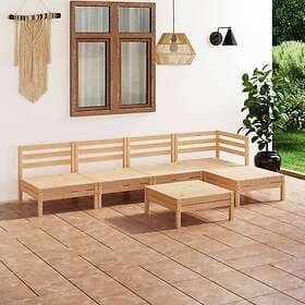 vidaXL Solid Pinewood Garden Lounge Set 6 Piece Wooden Patio Sofa Seating
