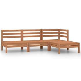 vidaXL Solid Pinewood Garden Lounge Set 4 Piece Honey Brown Outdoor Seating