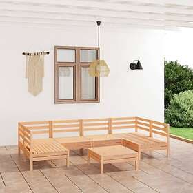 vidaXL Solid Pinewood Garden Lounge Set 7 Piece Wooden Outdoor Sofa Seats