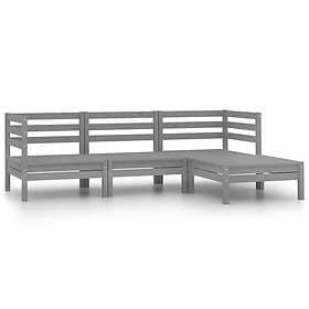 vidaXL Solid Pinewood Garden Lounge Set 4 Piece Grey Outdoor Patio Sofa