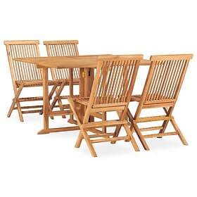 vidaXL Solid Teak Wood Folding Outdoor Dining Set 5 Piece Furniture