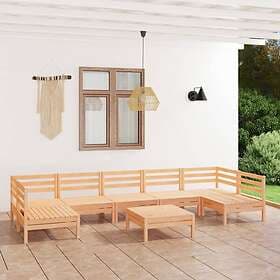 vidaXL Solid Pinewood Garden Lounge Set 8 Piece Wooden Outdoor Sofa Seats