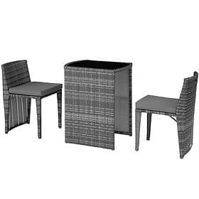 TecTake (grey) Rattan garden furniture set Hamburg tables and chairs, set, outdo