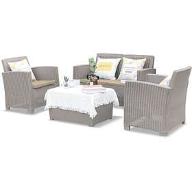 Homeology 4 Piece PE Rattan 4-Seater with Cushions Garden Furniture and Coffee T