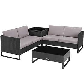 TecTake (black) Garden rattan furniture set Ostuni garden set.garden table and c