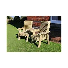 Churnet Valley Ergonomic Set, wooden garden love seat Angled