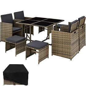 Rattan garden furniture set Bilbao 4+4+1 with protective cover, variant 2 nature