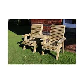 Churnet Valley Ergonomical Set, wooden garden love seat, chair set Straight