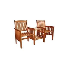 FSLOVE Tete-A-Tete Garden Seat Hardwood Love & Table Brown