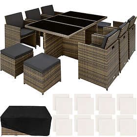Rattan garden furniture set New York with protective cover tables and chairs, se