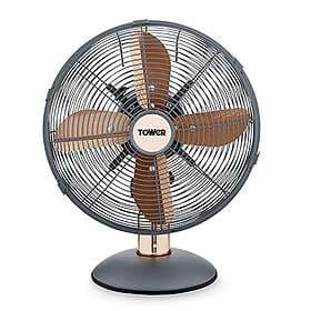 Tower T611000G Cavaletto Metal Desk Fan with 3 Speed Settings, 12”, 35W, Grey an