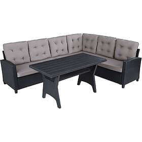TecTake Garden dining set Catania 6 Seats, 1 table black
