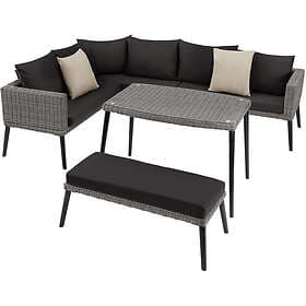 TecTake Rattan garden set Pula 7 seats, 1 table grey