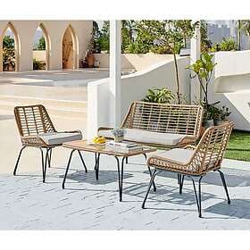 Furniturebox Furniture Box Lisbon Outdoor Sofa Set 4 Seat Brown