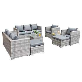 Oseasons Acorn Deluxe Rattan 10 Seat Modular Sofa Set In Dove Grey
