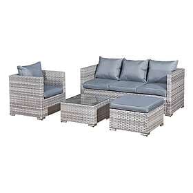 Oseasons Acorn Rattan 5 Seat Lounge Sofa Set In Dove Grey