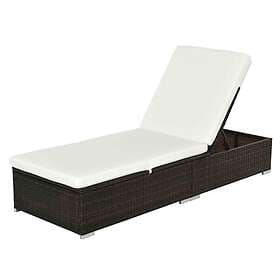 Outsunny Patio Rattan Chaise Lounge Garden Pool Wicker Sun Lounger Adjustable