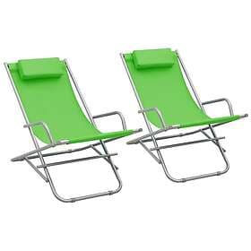 vidaXL Sunlounger 2 pcs steel green