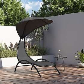 vidaXL Sunbed with roof grey 167x80x195 cm fabric and steel