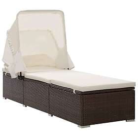 vidaXL Sunbed med tak och dyna konstrotting brun