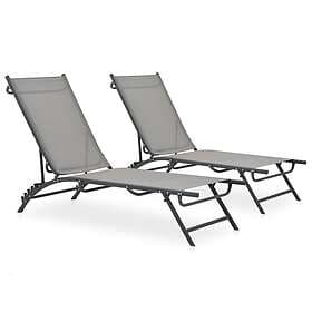 vidaXL Sunbed 2 pcs textilene and steel