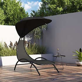 vidaXL Sunbed med tak svart 167x80x195 cm tyg och stål