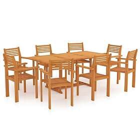 vidaXL 9 Piece Garden Outdoor Dining Set Solid Teak Wood