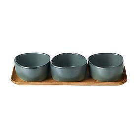 Aida Raw Bowl Set with Teak Tray