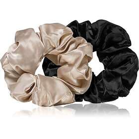 BrushArt Hair Large satin scrunchie set Cream & Black 2pc
