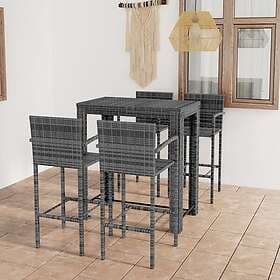 vidaXL Bistro Set with Armrests 5 Pieces Grey Rattan