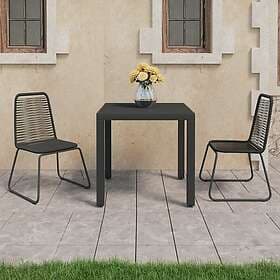 vidaXL Garden Dining Set 3 Pieces Black PVC Rattan