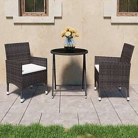vidaXL Bistro Set 3 Pieces with Cushions Brown Rattan