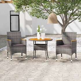 vidaXL Garden Dining Set 3 Pieces Faux Rattan Gray