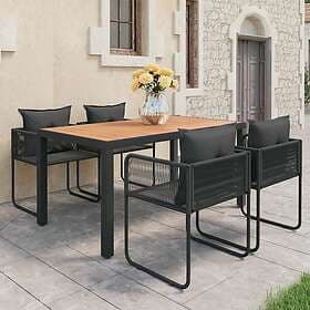 vidaXL Garden Dining Set 5 Pieces PVC Rattan Black and Brown
