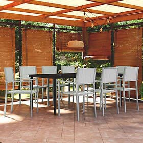 vidaXL Garden Dining Set 9 Pieces White