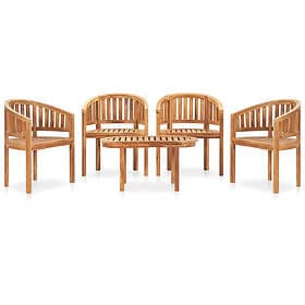 vidaXL Lounge Set 5 Pieces Banana Shaped Solid Teak