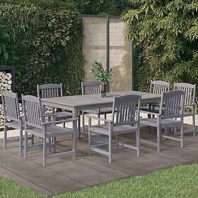 vidaXL Dining Set 9 Pieces Solid Acacia Wood Grey
