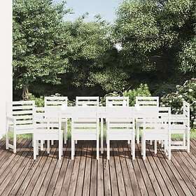 vidaXL Dining Set 11 Pieces White Solid Pine