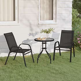 vidaXL Caféset 3 Pieces Steel Black