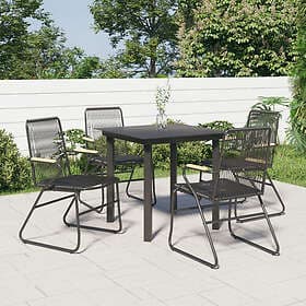 vidaXL Matgrupp för trädgården 5 delar svart PVC-rotting 3060274