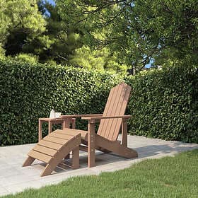 vidaXL Adirondackstol med fotpall HDPE brun 318647