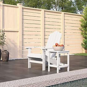 vidaXL Däckstol för trädgården med bord HDPE vit 3095700