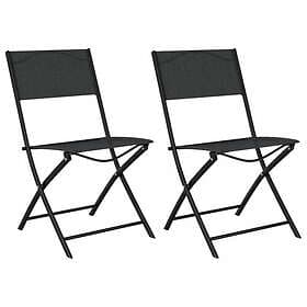 vidaXL 318766 Set of 2 Garden Chairs Black Steel and Textilene
