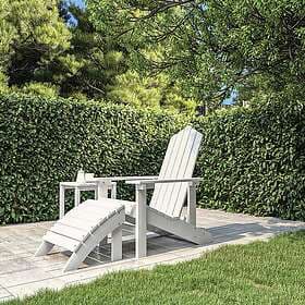 vidaXL Adirondackstol med fotpall HDPE vit 318645