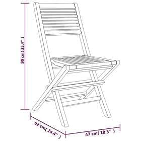 vidaXL Hopfällbara trädgårdsstolar 8 st 47x62x90 cm massiv teak 3155066