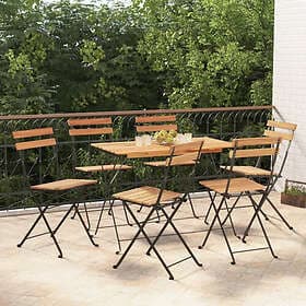vidaXL Hopfällbara caféstolar 6 st massiv teak och stål 3152110
